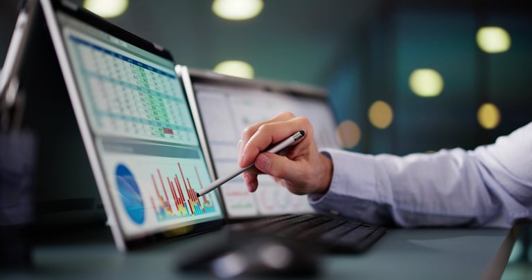 Professional working with analytics and data dashboard